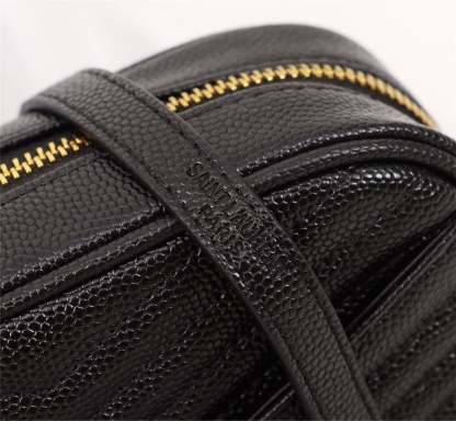 SAINT LAURENT LOU CAMERA BAG IN QUILTED LEATHER GOLD HARDWARE BLACK 18CM