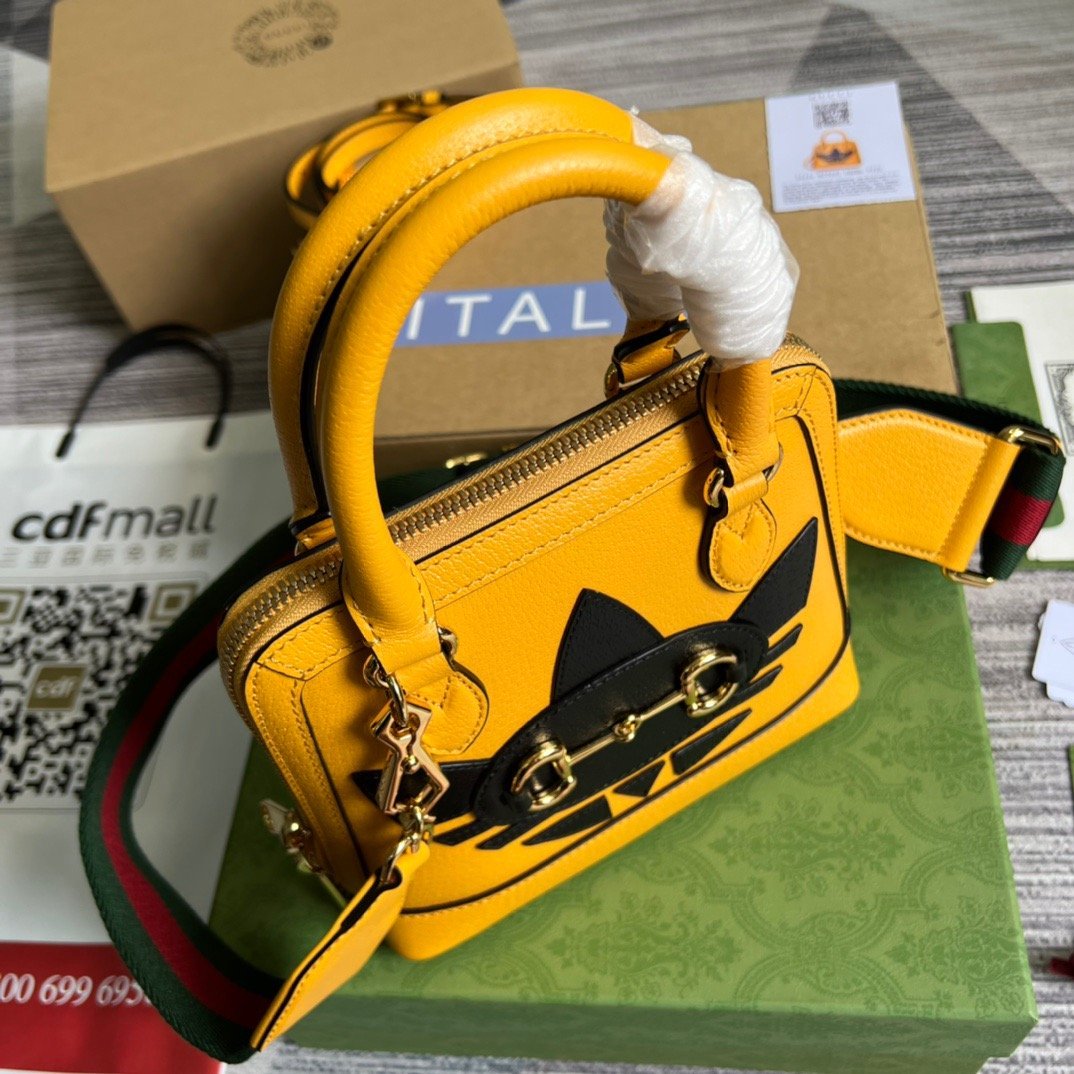 gg x Adidas Horsebit 1955 Mini Bag Yellow For Women, Women&#8217;s Bags 7.9in/20cm gg‎