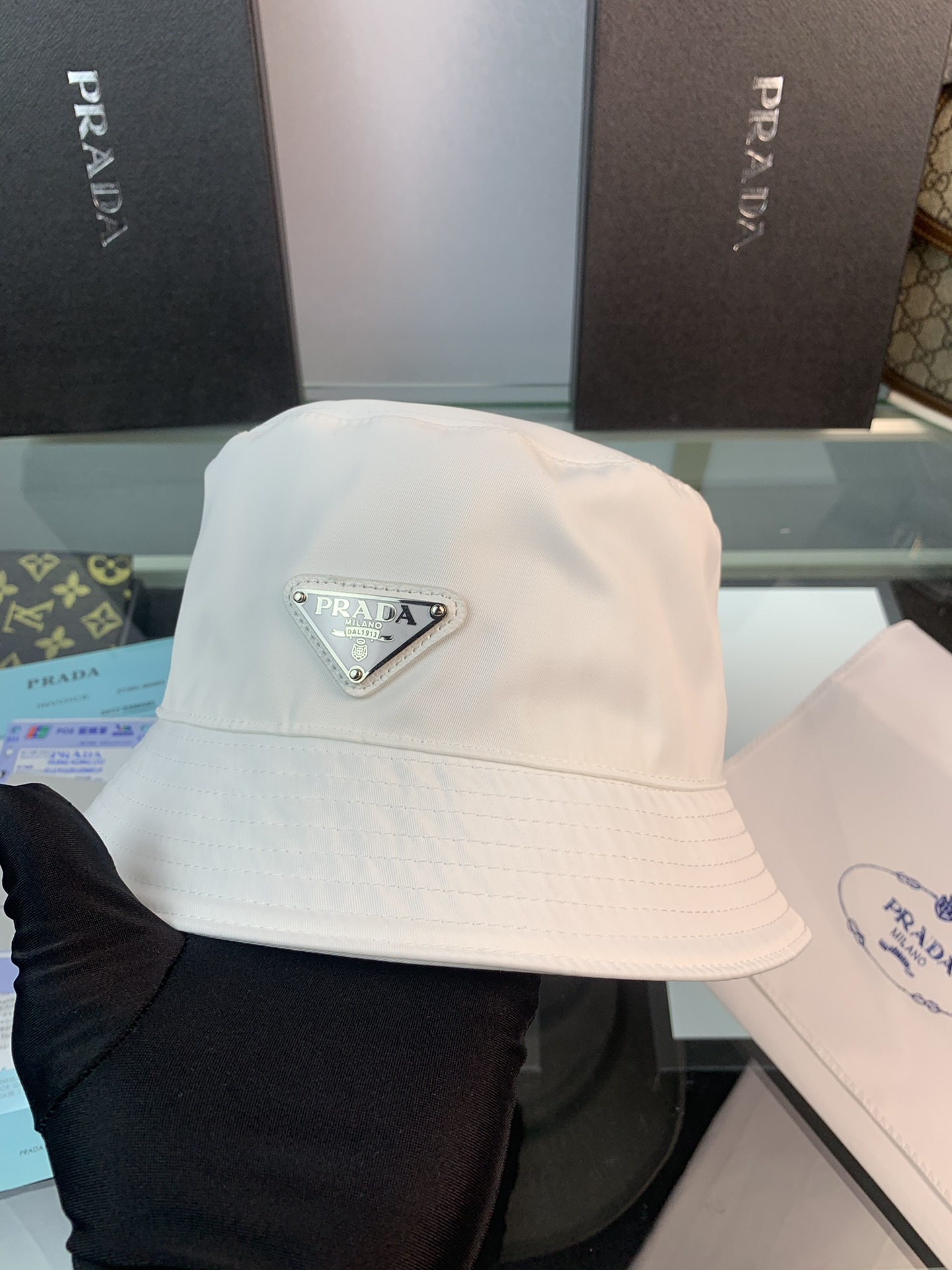 PD RENYLON BUCKET HAT SLIVER WHITE