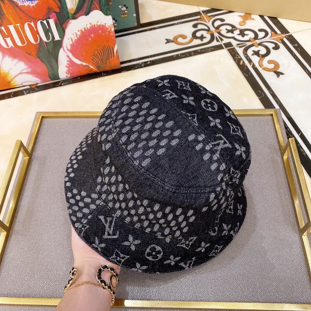 LV MONOGRAM DENIM BUCKET HAT BLACK