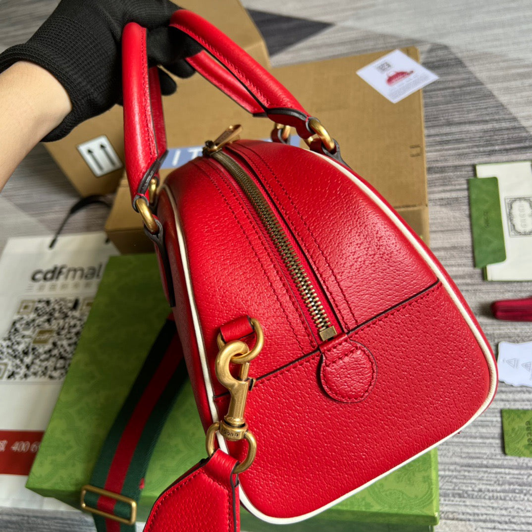 gg x Adidas Mini Duffle Bag Red For Women, Women’s Bags 12.4in/32cm gg 702397 U3ZCT 6563