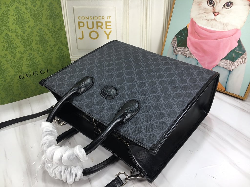 GG MEDIUM TOTE BAG WITH INTERLOCKING G 31CM BLACK