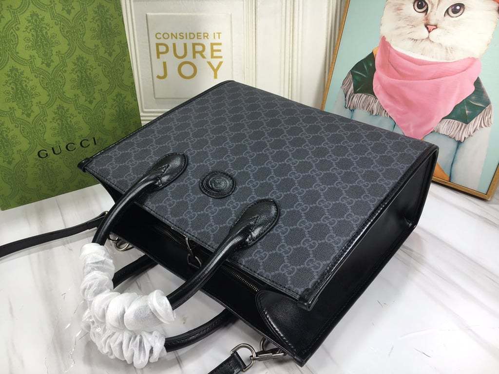 GG MEDIUM TOTE BAG WITH INTERLOCKING G 31CM BLACK