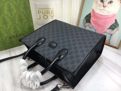 GG MEDIUM TOTE BAG WITH INTERLOCKING G 31CM BLACK