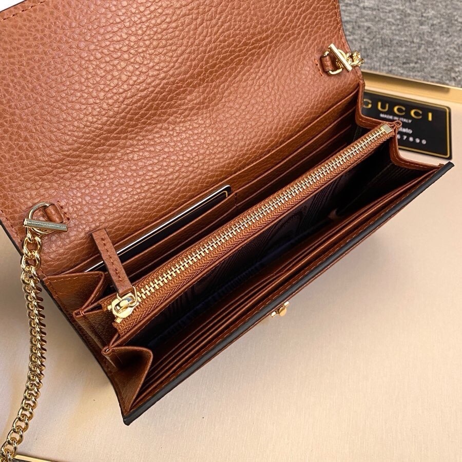 GG JACKIE 1961 CONTINENTAL CHAIN WALLET GG DENIM 19CM