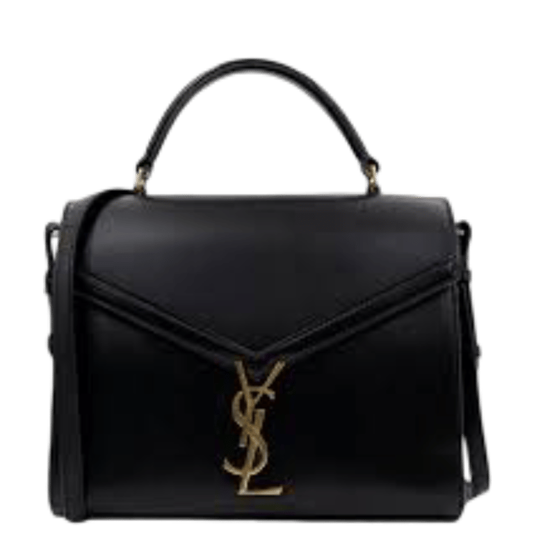 SAINT LAURENT CASSANDRA MEDIUM TOP HANDLE BAG BLACK GOLD 24CM