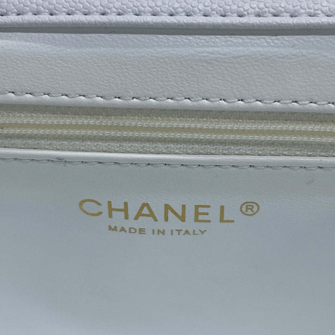 ChanelMini Flap Bag Top Handle White For Women 7.5in/19cm