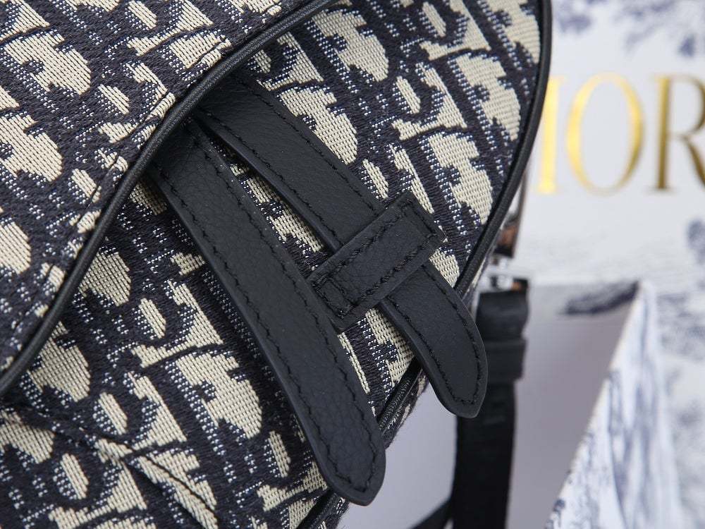 DIR MINI SADDLE BAG OBLIQUE JACQUARD BEIGE AND BLACK