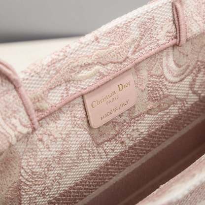 DI Medium Book Tote Bag By Maria Grazia Chiuri Pink For Women 14in/36cm CD M1296ZTDT_M912