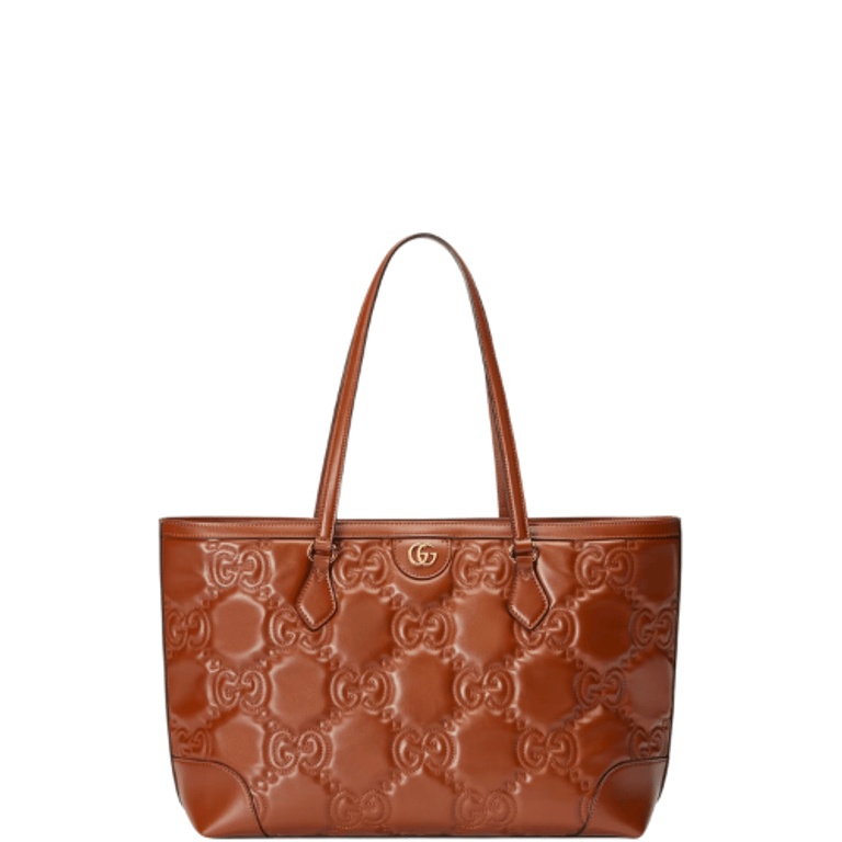 GG MATELASSE LEATHER MEDIUM TOTE BAG LIGHT BROWN