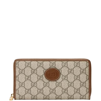 GG ZIP AROUND WALLET WITH INTERLOCKING 19CM BROWN E673003 92TCG 8563