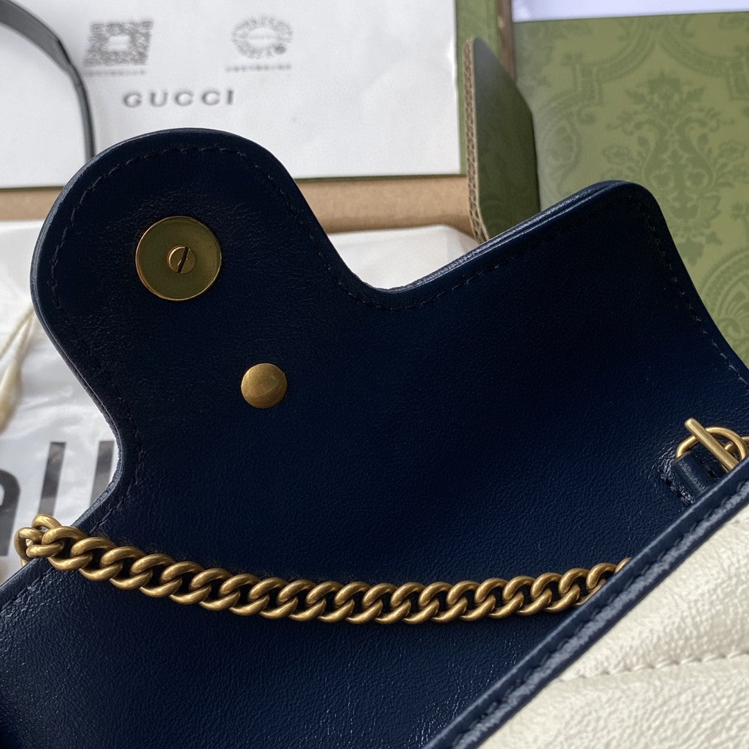 gg Marmont Super Mini Bag White For Women 6in/16cm gg