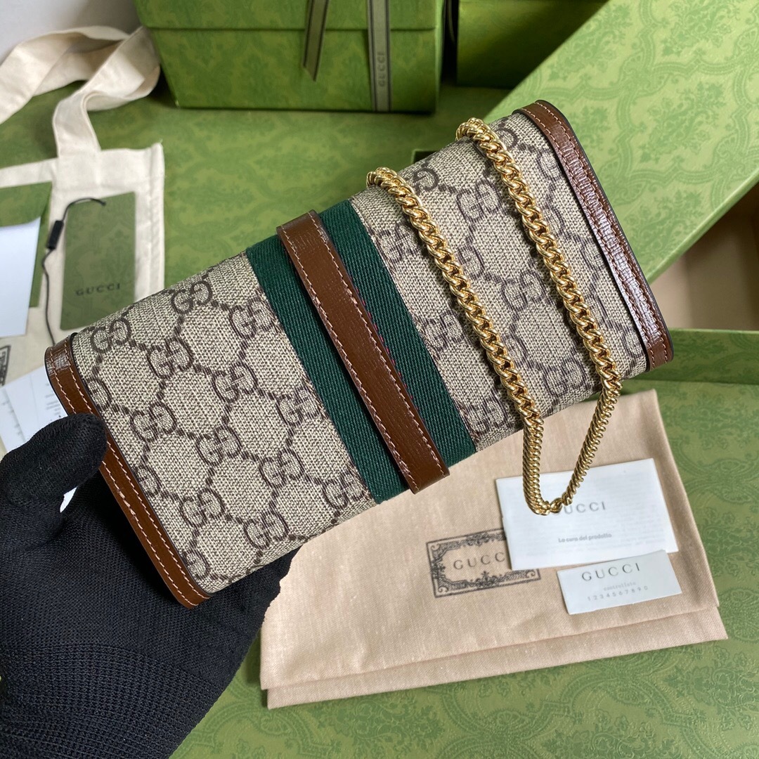 GG JACKIE 1961 CHAIN WALLET BROWN 652681 HUHHG 8565