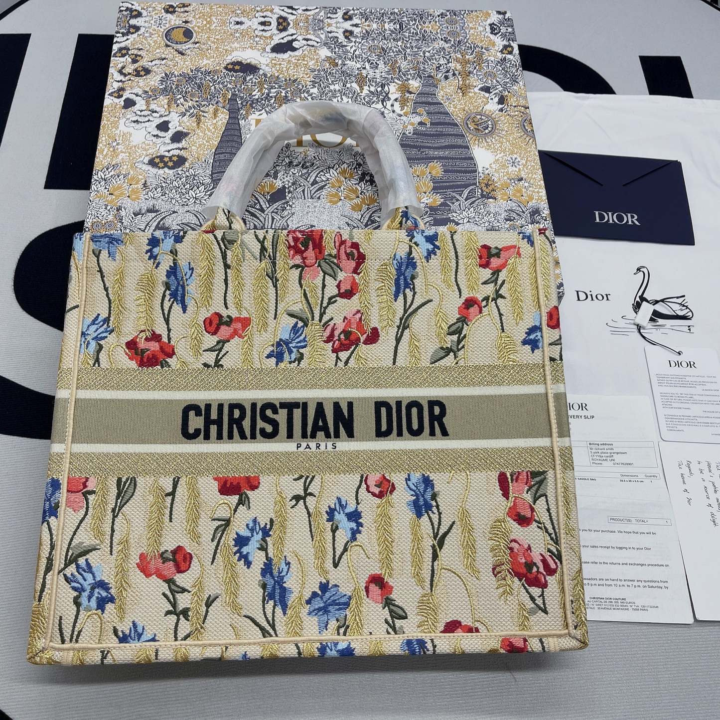 DI Large Book Tote White Multicolor, For Women, Women’s Handbags 16.5in/42cm CD