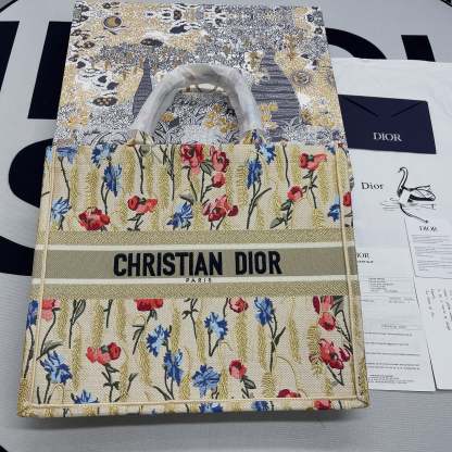 DI Large Book Tote White Multicolor, For Women, Women’s Handbags 16.5in/42cm CD