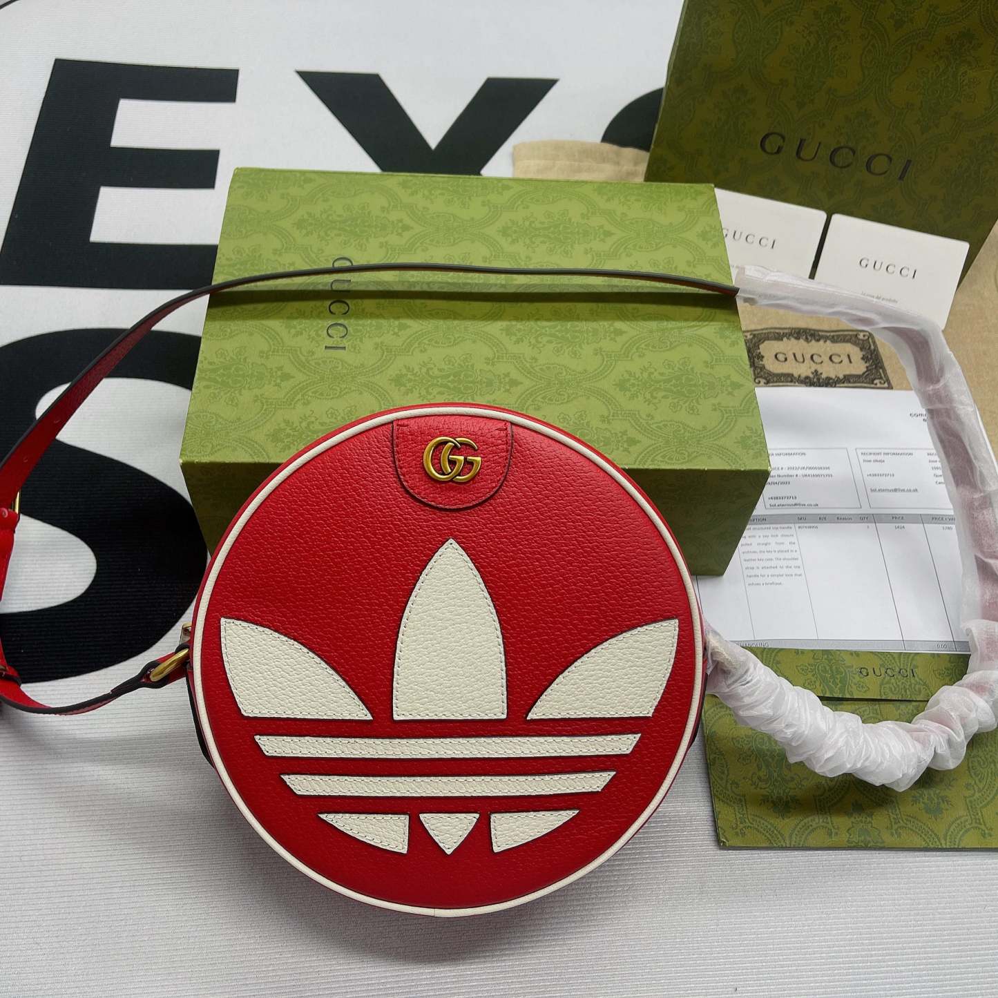 gg x Adidas Ophidia Shoulder Bag Red For Women, Women’s Bags 8.6in/22cm gg 702626 DJ24T 6484