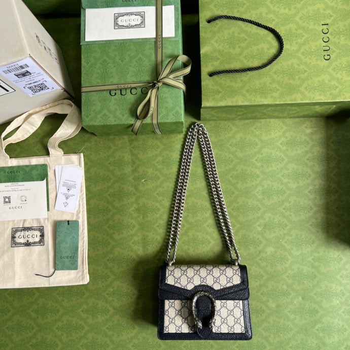 gg Dionysus Mini Bag Beige And Blue gg Supreme Canvas For Women 7.5in/20cm