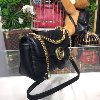 gg Marmont Small Matelassé Shoulder Bag Black For Women 10in/25cm 443497 DTDIT 1000