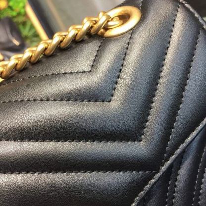 gg Marmont Small Matelassé Shoulder Bag Black For Women 10in/25cm 443497 DTDIT 1000