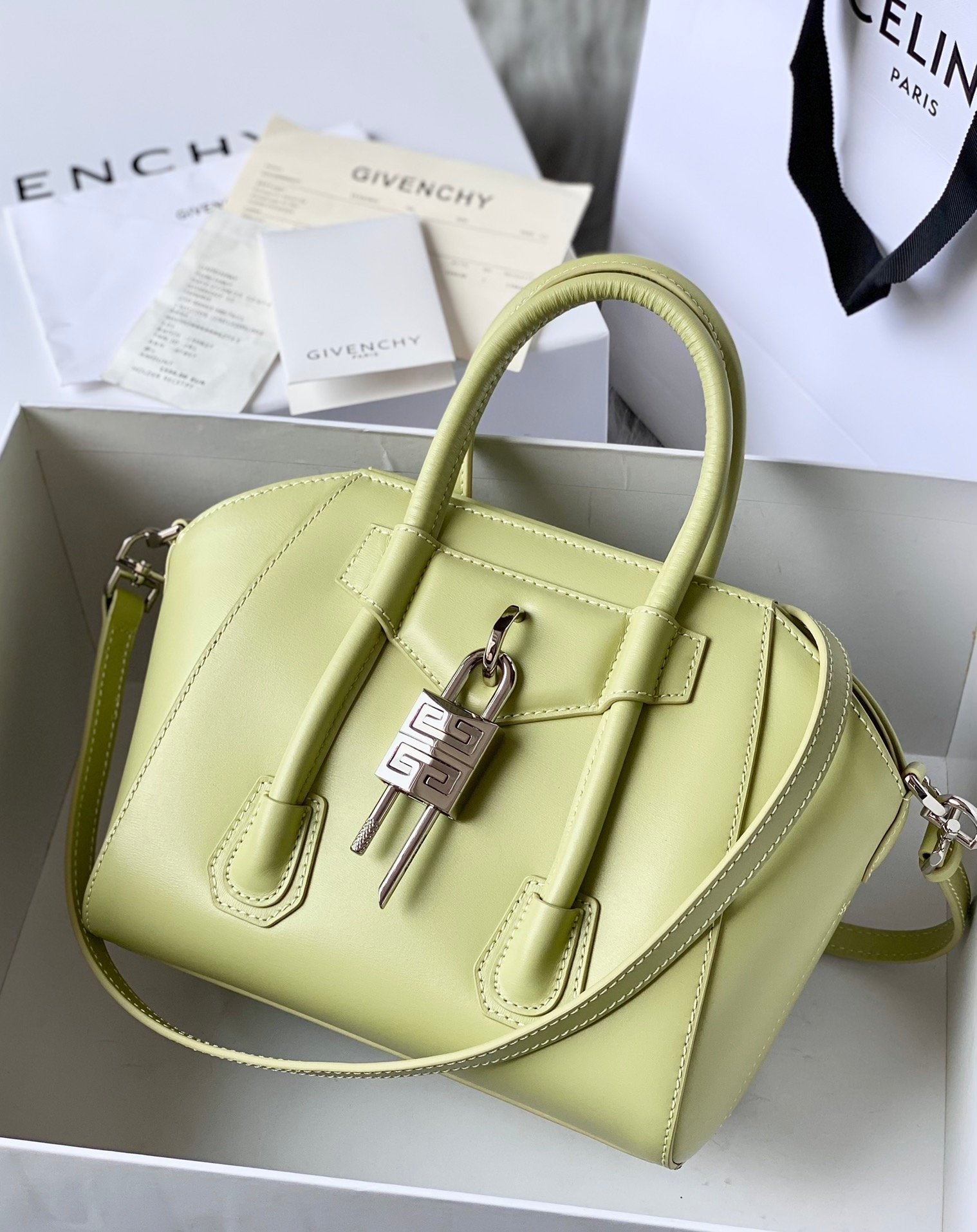 gv Mini Antigona Lock Bag Khaki For Women, Handbags, Shoulder Bags 8.7in/22cm GVC