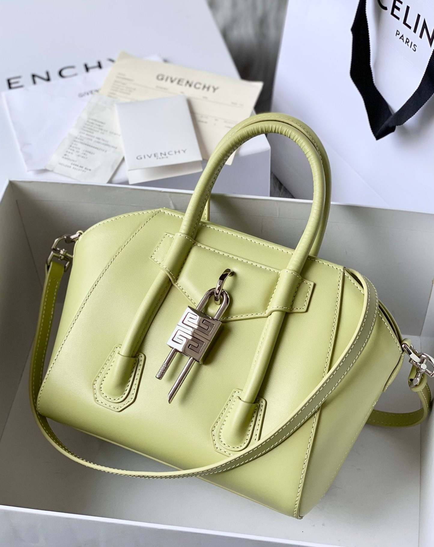 gv Mini Antigona Lock Bag Khaki For Women, Handbags, Shoulder Bags 8.7in/22cm GVC