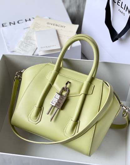 gv Mini Antigona Lock Bag Khaki For Women, Handbags, Shoulder Bags 8.7in/22cm GVC