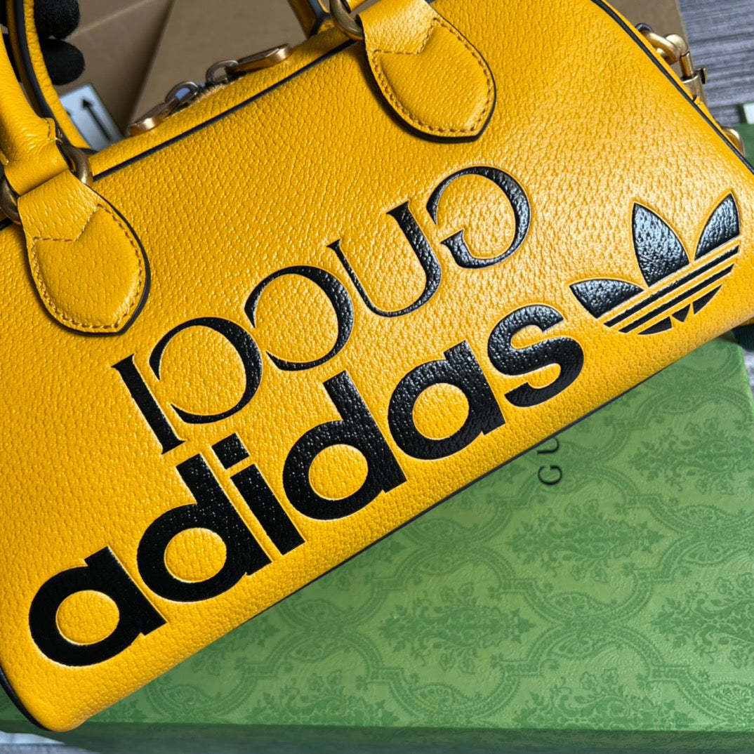 gg x Adidas Mini Duffle Bag Yellow For Women, Women’s Bags 12.4in/32cm gg