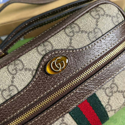 gg Ophidia Mini gg Bag Beige/Ebony gg Supreme Canvas With Brown For Women  7in/17.5cm gg 517350 96IWS 8745