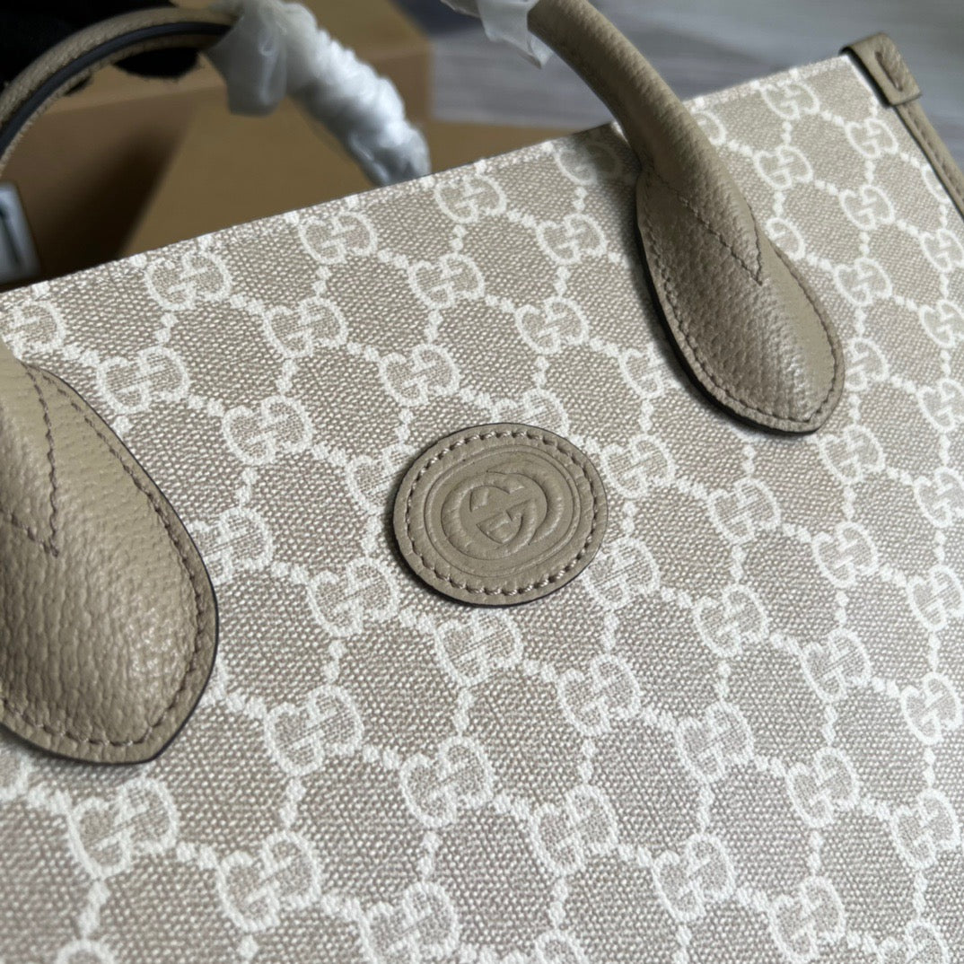 gg Small Tote Bag With Interlocking G Beige For Women, Women&#8217;s Bags 12.2in/31cm gg ‎659983 UULBT 9683