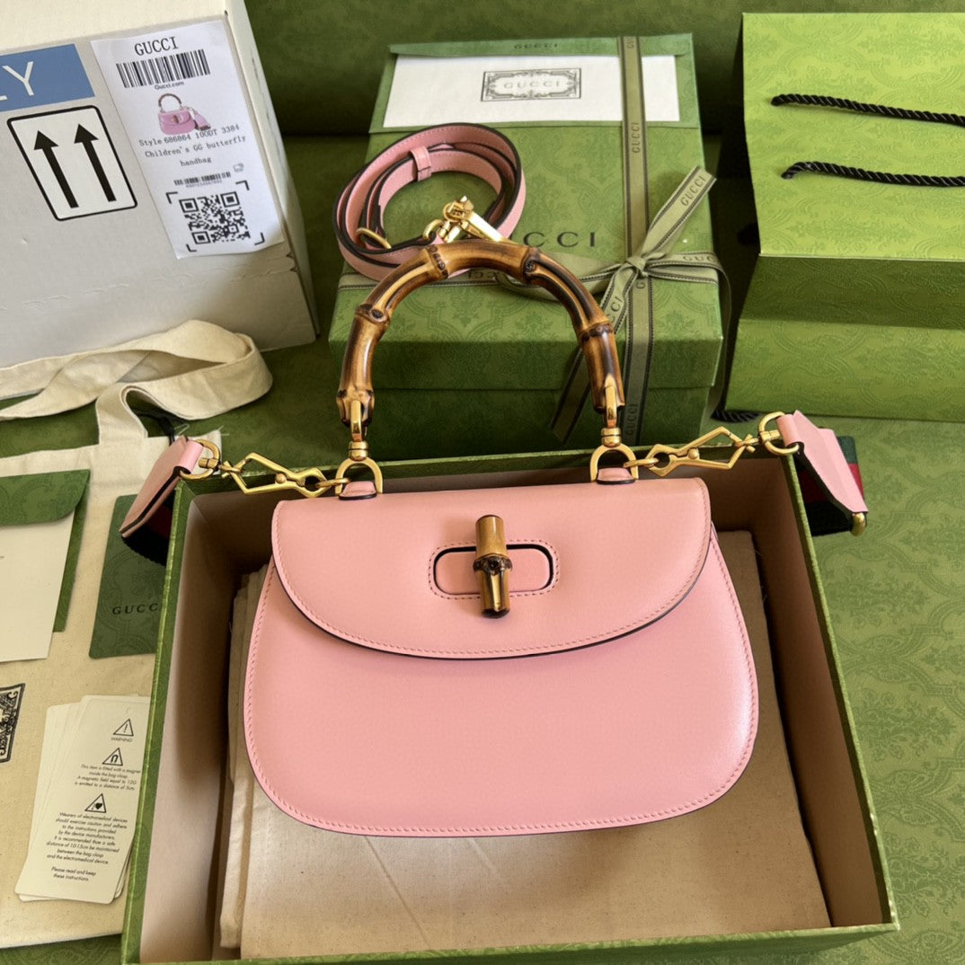 gg Bamboo 1947 Small Top Handle Bag  Pink  For Women 8.3in/21cm gg 675797 10ODT 5467