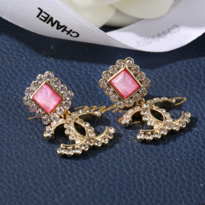 CC CC EARRINGS STRASS PINK