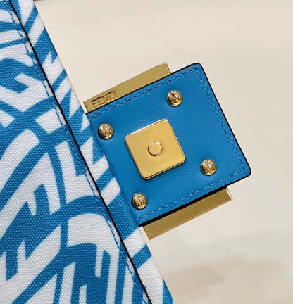 FI Mini Baguatte 1997 Blue Glazed Bag For Woman 19.5cm/7.5in