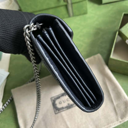 gg Dionysus gg Chain Wallet Beige And Blue Supreme Canvas For Women 8in/20cm 401231 K9GSN 4075