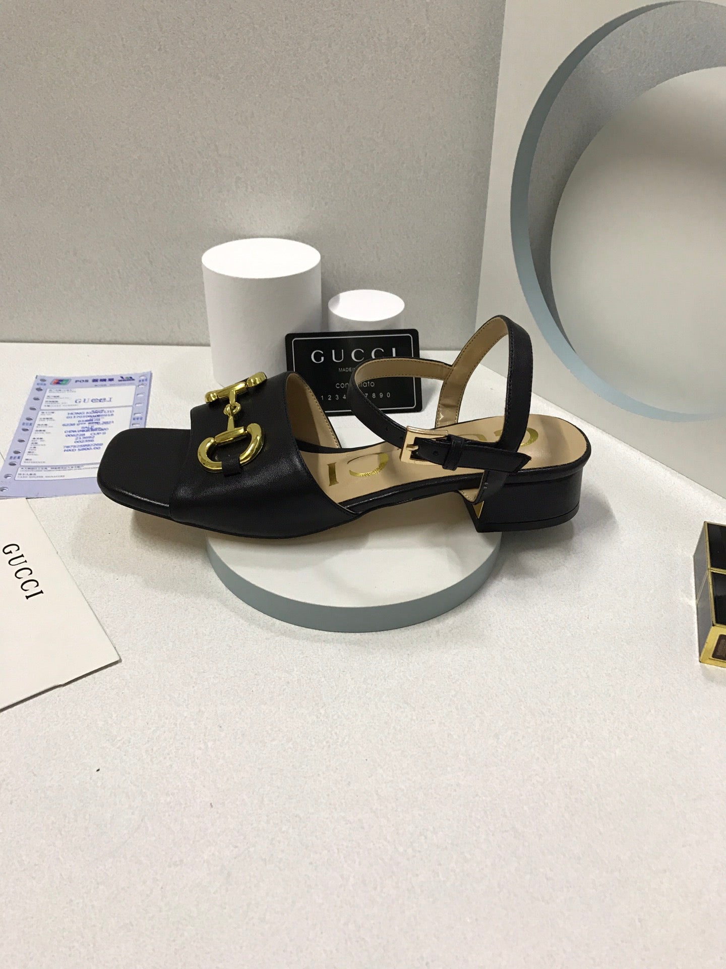 SANDAL GG 655413 BKO00 1000 WOMEN'S SANDAL WITH HORSEBIT BLACK