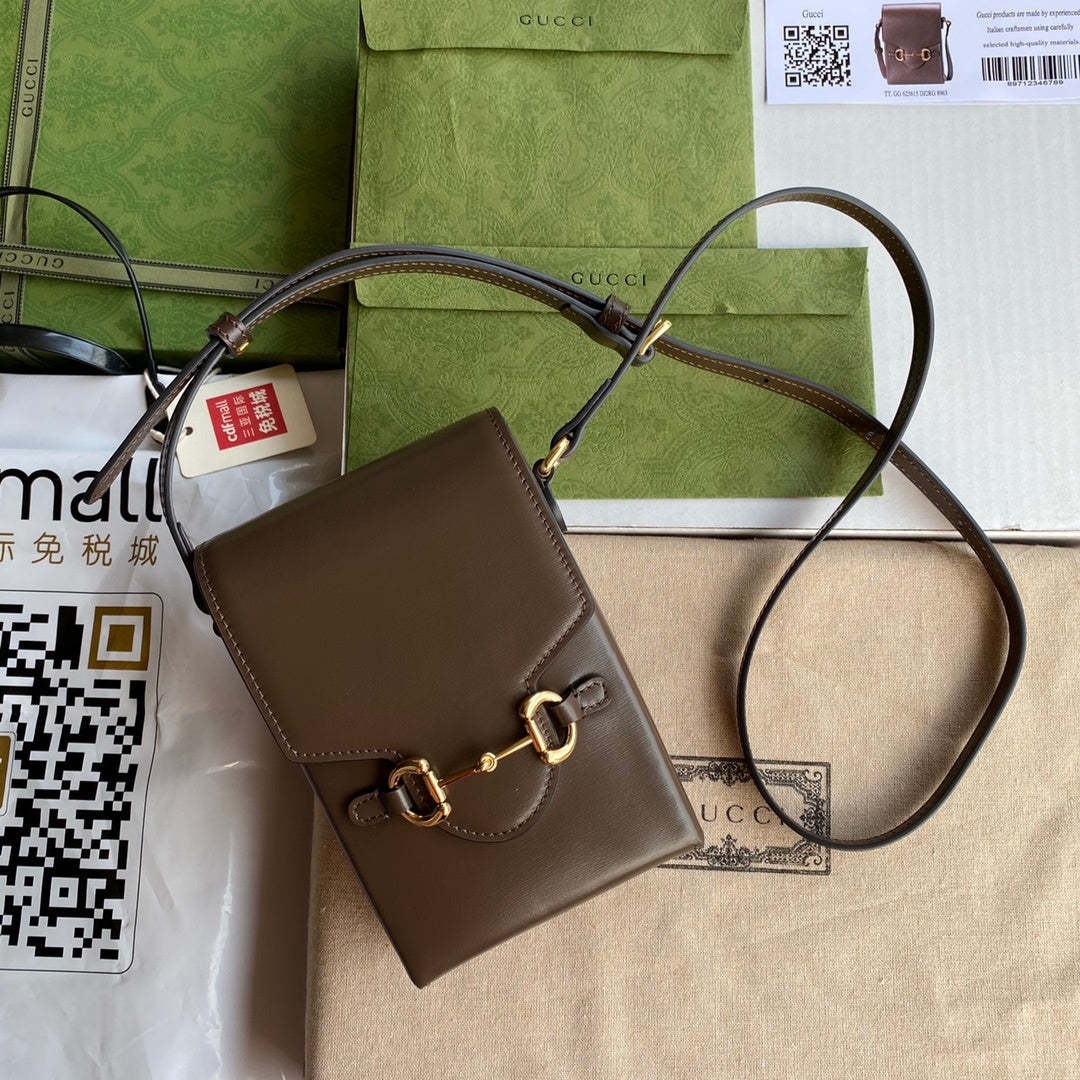 gg Horsebit 1955 Mini Bag Brown For Women And Men 6.7in/17cm gg 625615 0YK0G 2528