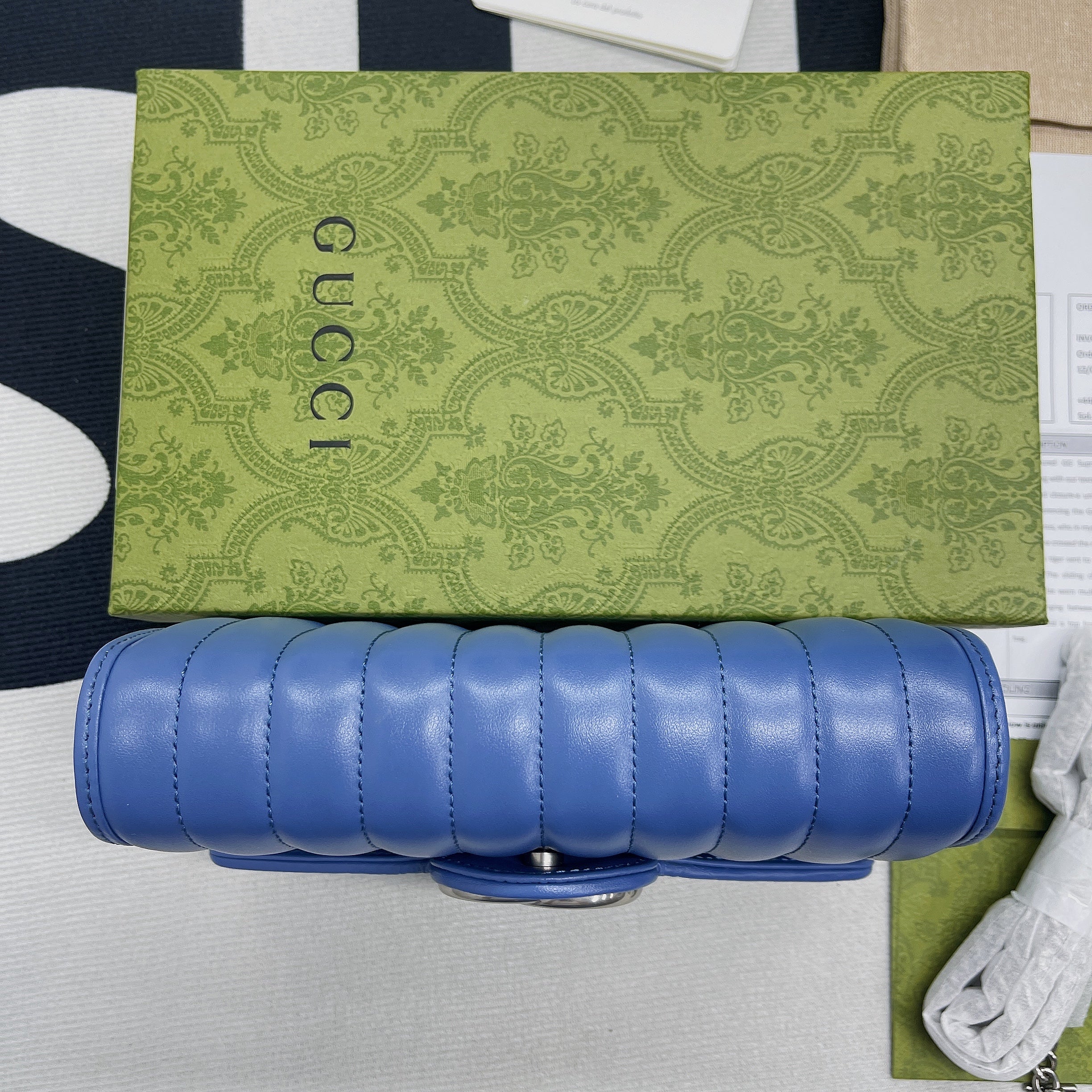 gg Marmont Super Mini Bag Blue For Women, Women’s Bags 6.2in/17cm gg 476433 DTD5F 4340