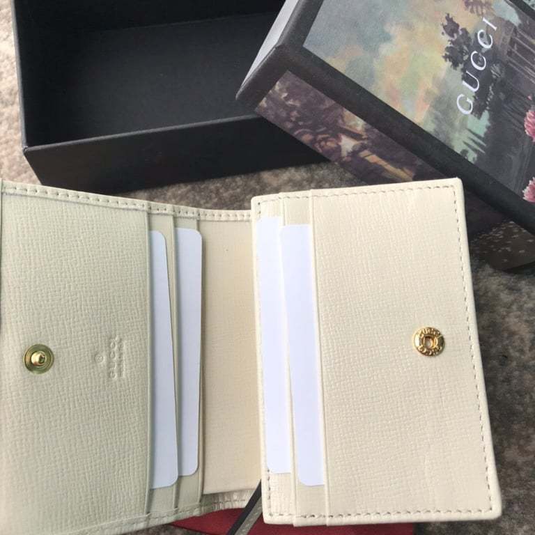 GG HORSEBIT 1955 CARD CASE WALLET 11CM WHITE 621887 92TCG 9761