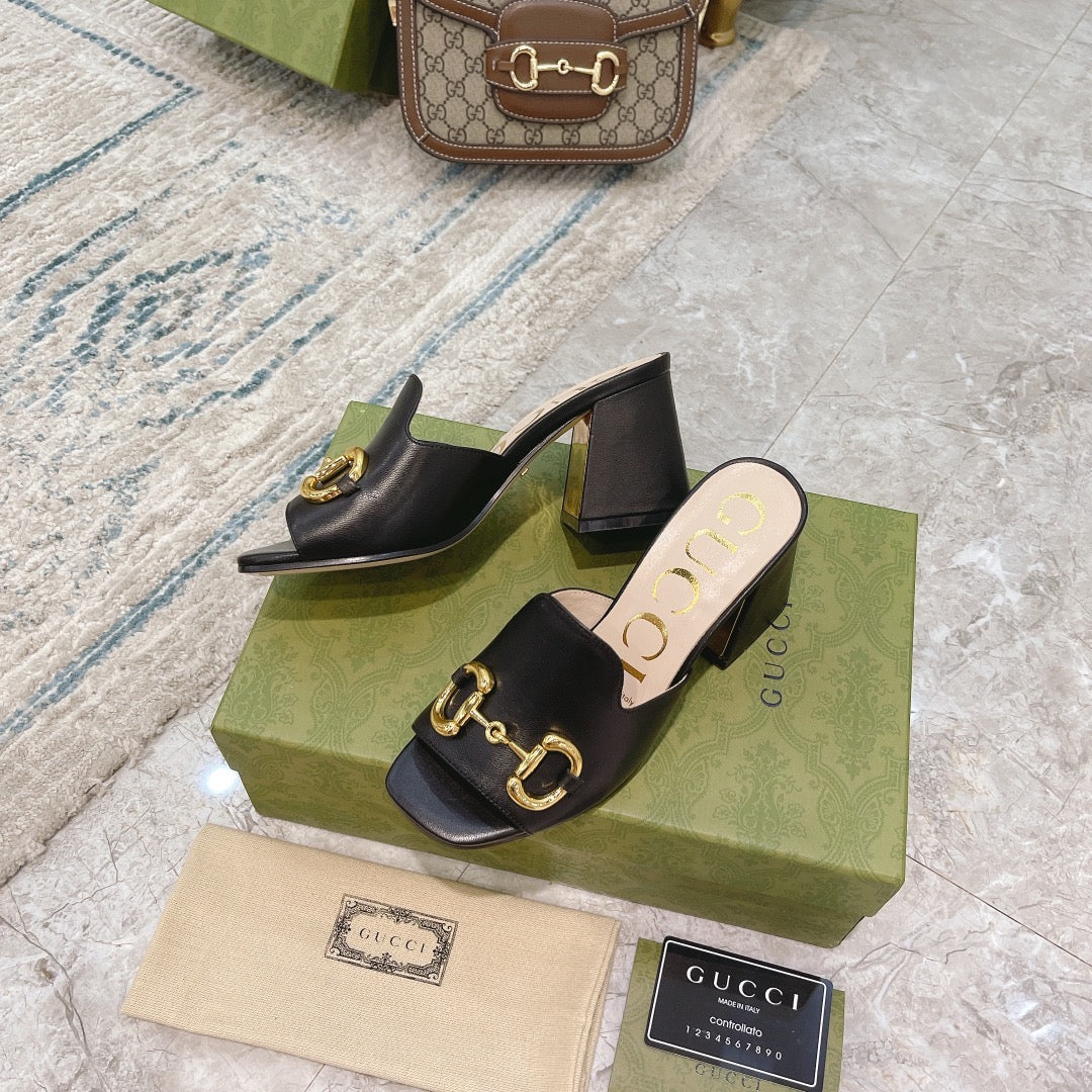 SANDAL GG WOMEN'S SLIDE SANDAL WITH HORSEBIT BLACK 655412 BKO00 1000