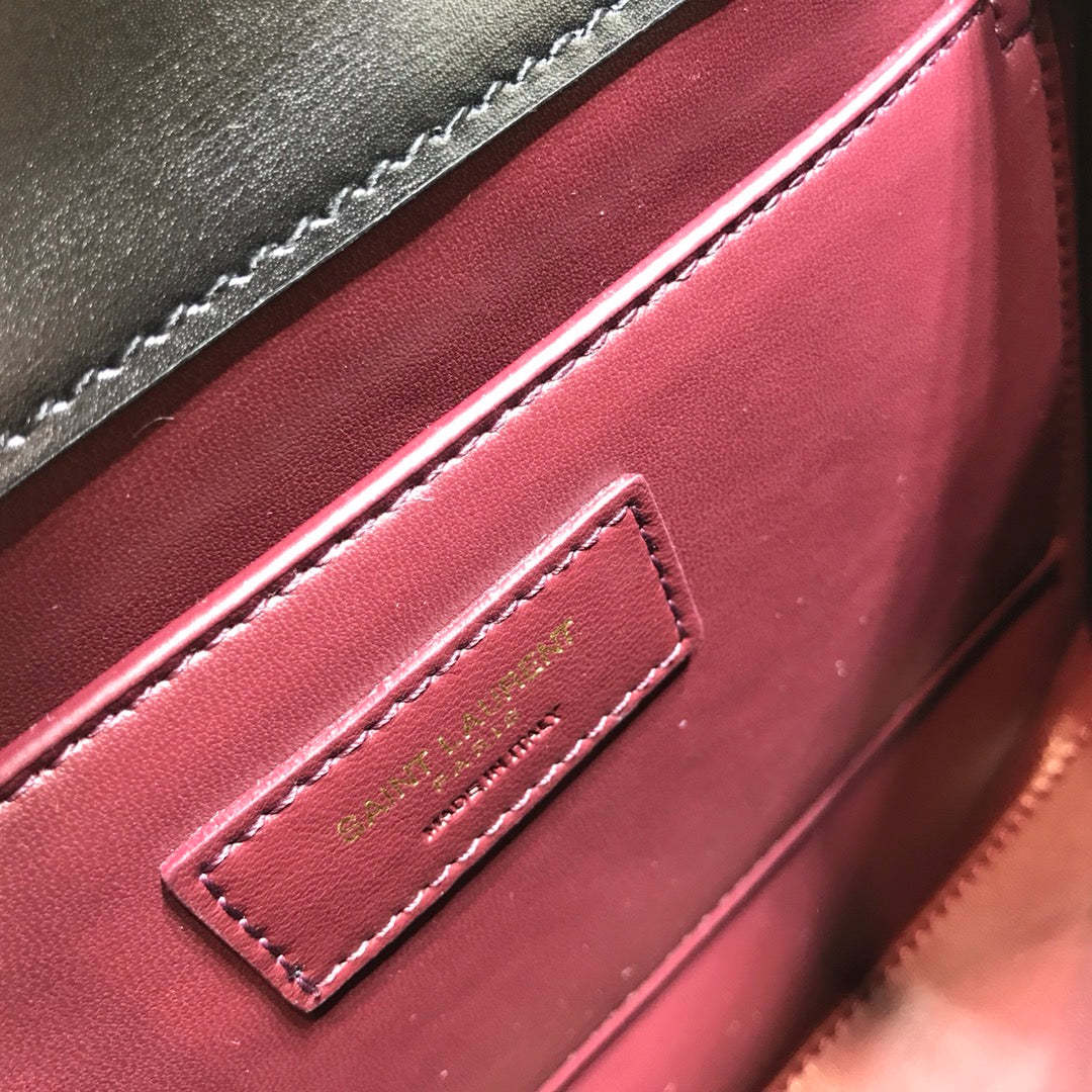 YSSL Cassandra Medium Top Handle Bag In Grain Black For Women 9.6in/24.5cm YSL 623931BOW0W1000