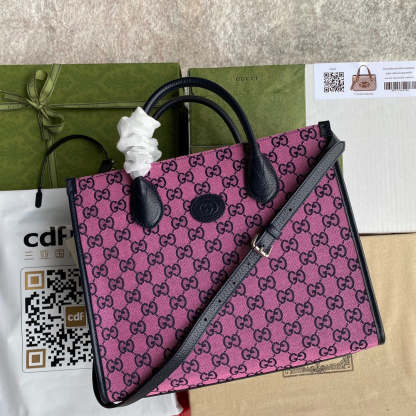 gg Small Tote Bag With Interlocking G In Pink And Blue gg Canvas For Women 12in/31cm gg