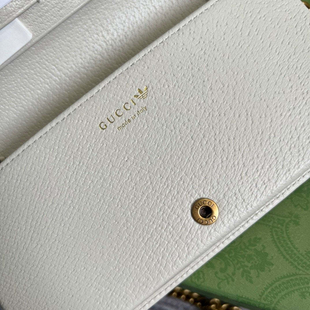 gg x Adidas Wallet With Chain Black For Women, Women’s Bags 7.5in/19cm gg 621892 UZ3BG 1057