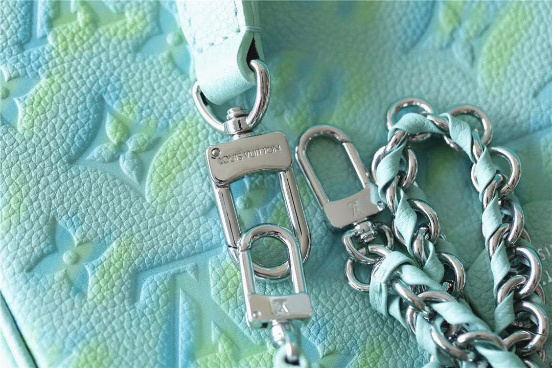 LV Multi Pochette Accessoires Monogram Empreinte Vert D’eau Green For Women, Women’s Handbags 9.4in/24cm LV M46180