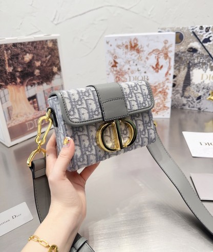 DOR 30 MONTAIGNE BOX BAG GRAY DOR OBLIQUE JACQUARD 18CM M9204UTZQ M932