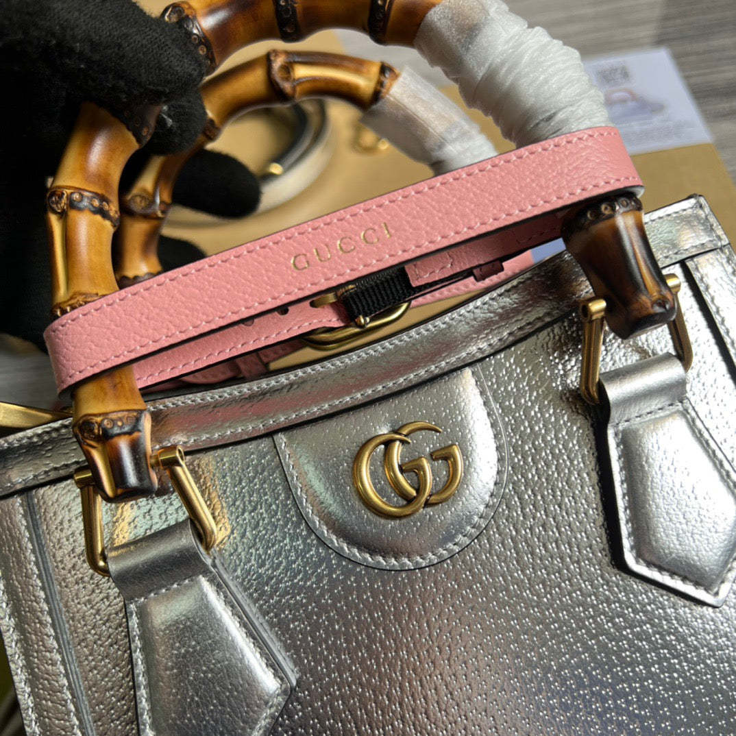 gg Diana Mini Tote Bag Silver For Women, Women’s Bags 7.9in/20cm gg ‎702732 1TRGT 8190