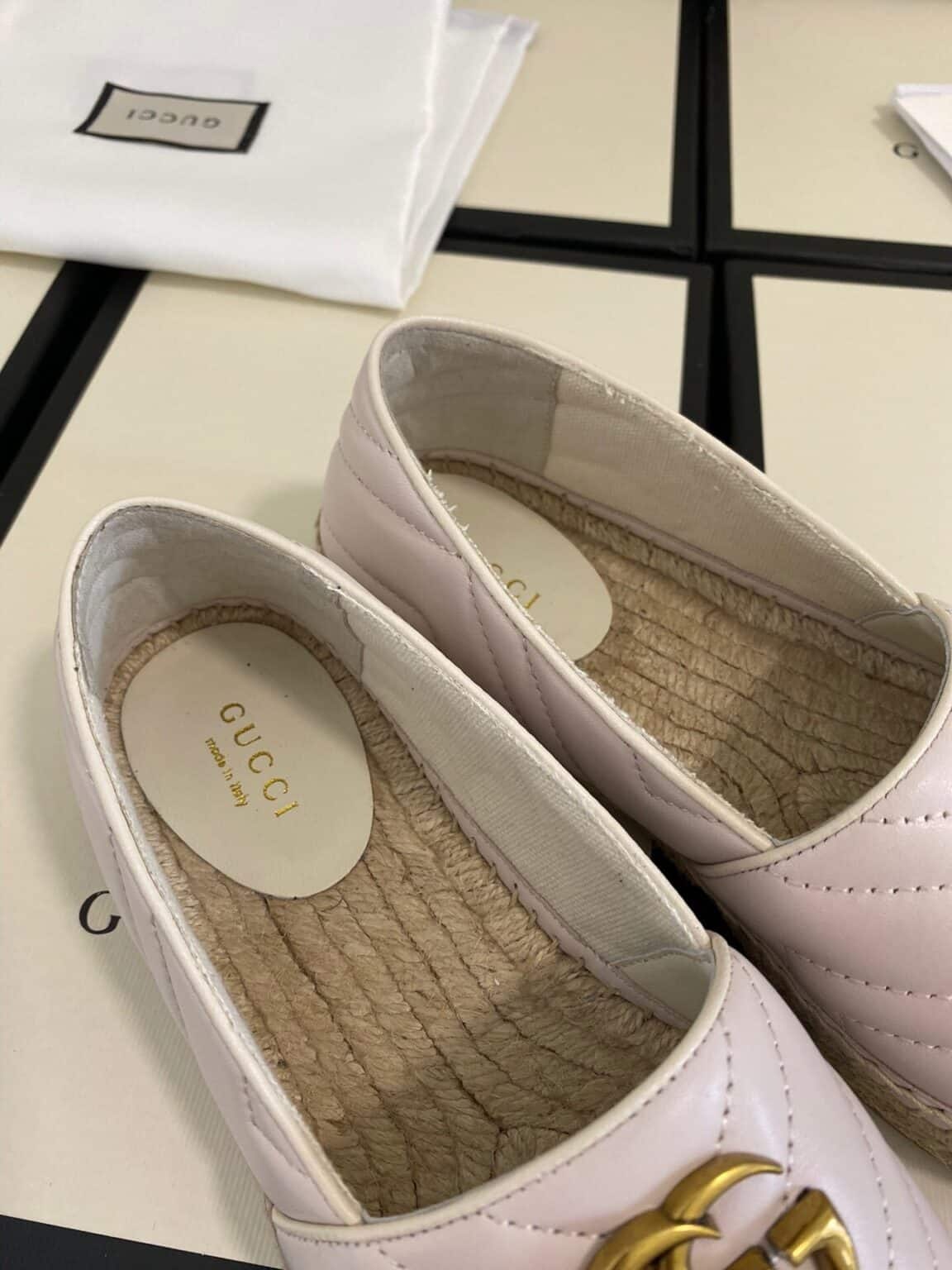 GG WHITE LEATHER ESPADRILLE WITH DOUBLE G