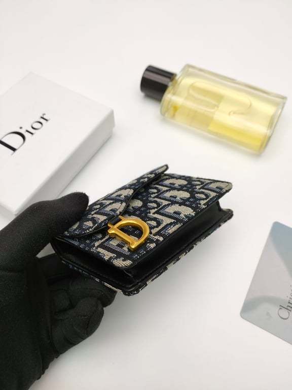 dir SADDLE FLAP CARD HOLDER BLUE OBLIQUE JACQUARD S5611CTZQ_M928