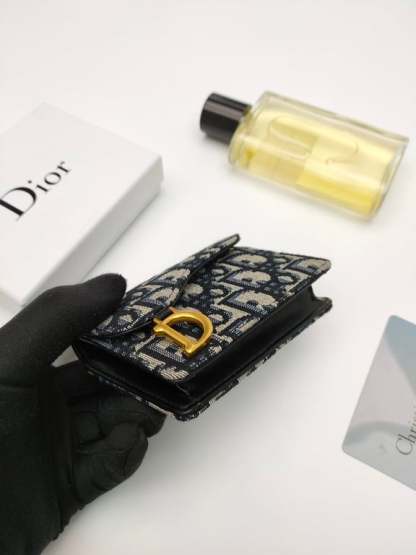 dir SADDLE FLAP CARD HOLDER BLUE OBLIQUE JACQUARD S5611CTZQ_M928