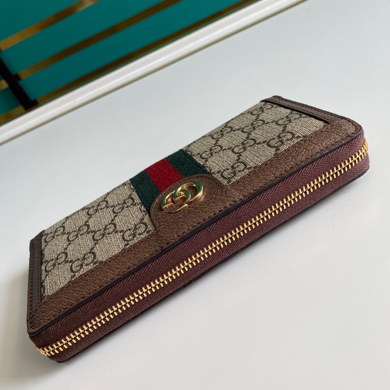 GG OPHIDIA ZIP AROUND WALLET 19.5CM BROWN 523154 96IWG 8745