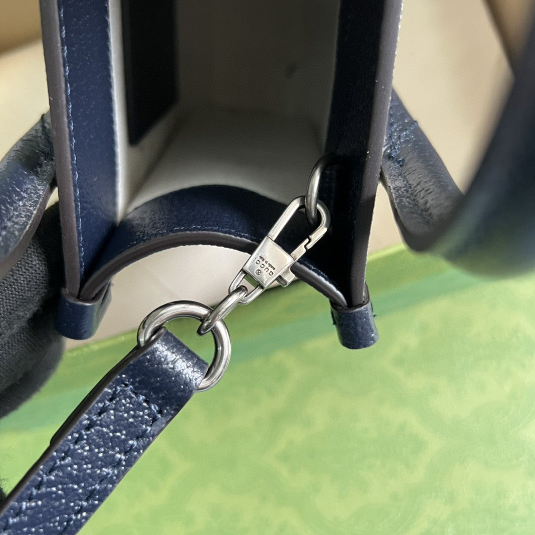 gg Mini Tote Bag With Interlocking G Beige And Blue gg Supreme Canvas For Women 7.8in/20cm 671623 K9GSN 4075