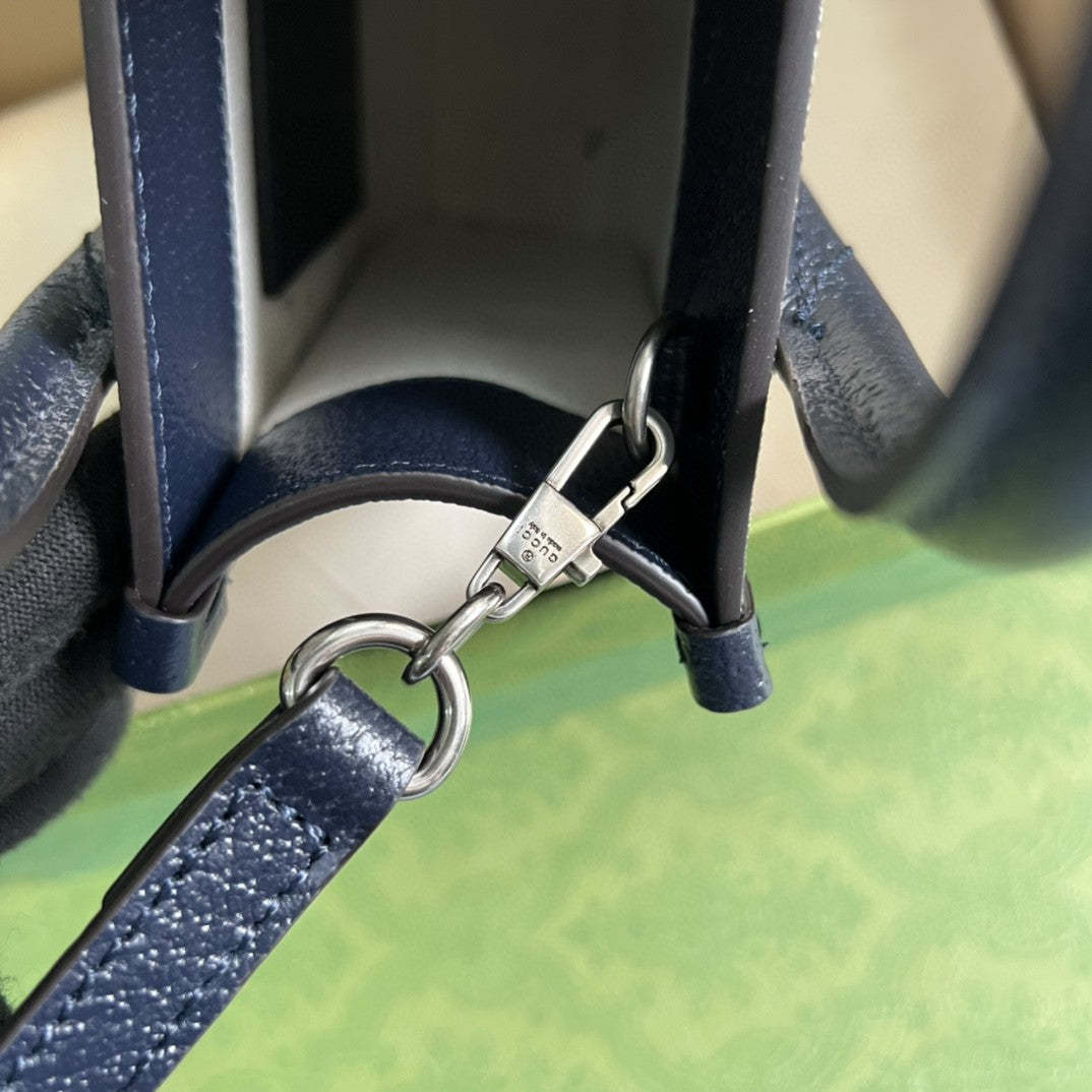 gg Mini Tote Bag With Interlocking G Beige And Blue gg Supreme Canvas For Women 7.8in/20cm 671623 K9GSN 4075